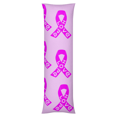 Love and Hope Cancer Ribbons Long Pillow Case in Pink