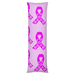 Love and Hope Cancer Ribbons Long Pillow Case in Pink