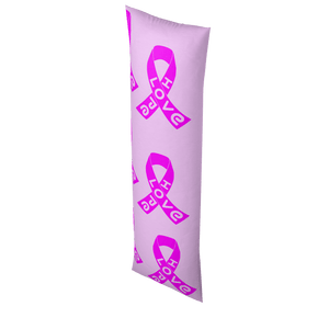 Love and Hope Cancer Ribbons Long Pillow Case in Pink