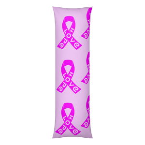 Love and Hope Cancer Ribbons Long Pillow Case in Pink