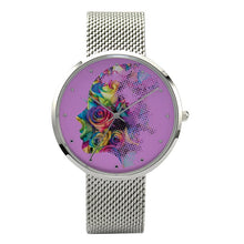 Face of Roses 30 Meters Waterproof Quartz Fashion Watch With Casual Stainless Steel Band