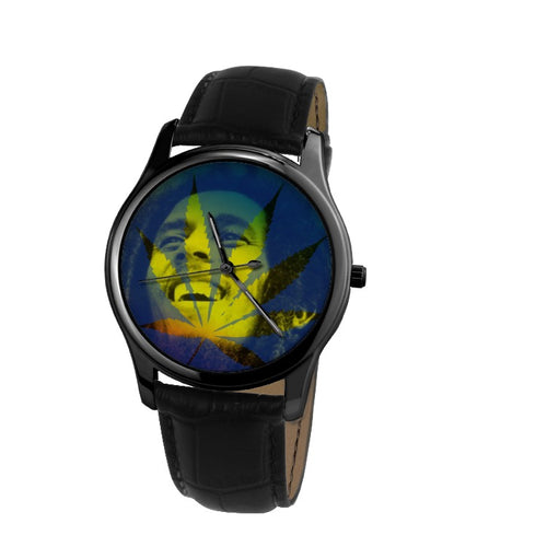 Bob Marley 30 Meters Waterproof Quartz Leisure Watch With Black Genuine Leather 