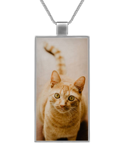 Adorable Cat Necklace Rectangle Necklace