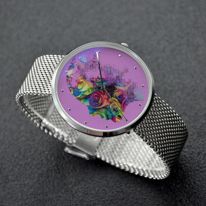 Face of Roses 30 Meters Waterproof Quartz Fashion Watch With Casual Stainless Steel Band